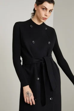 Gilet lungo in doppio panno - Nero