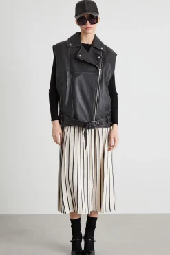 Gilet oversize in pelle - Nero