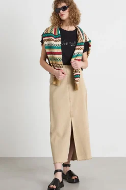 Gonna A-line midi - Beige