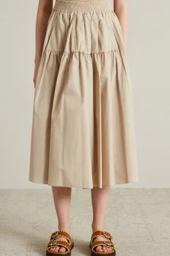 Gonna ampia in cotone - Beige