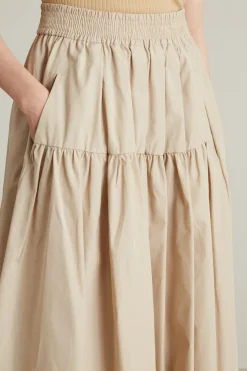 Gonna ampia in cotone - Beige