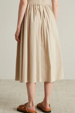 Gonna ampia in cotone - Beige