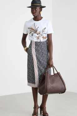 Gonna a pareo in twill stampato - Black