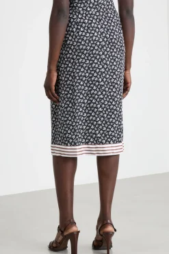 Gonna a pareo in twill stampato - Black