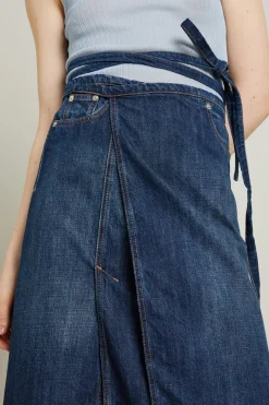 Gonna a portafoglio in denim - Blu Denim
