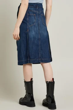 Gonna a portafoglio in denim - Blu Denim