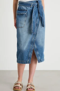 Gonna a portafoglio in jeans - Blu