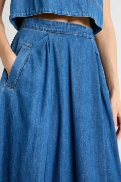 Gonna a ruota in jeans - Blu