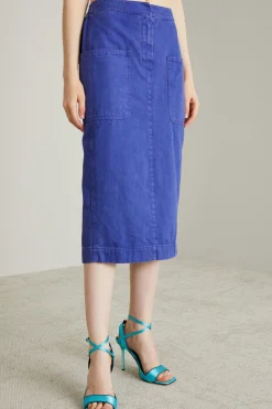 Gonna a tubino con maxi tasche - Viola