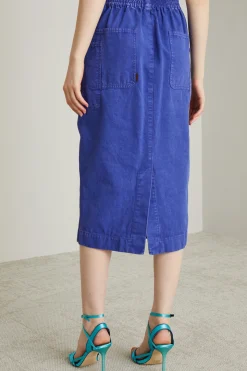 Gonna a tubino con maxi tasche - Viola