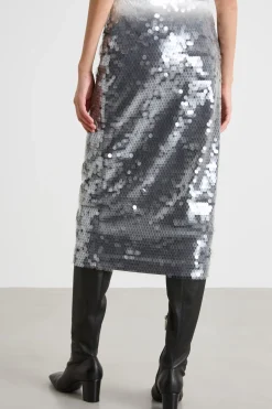 Gonna a tubino con paillettes - Argento
