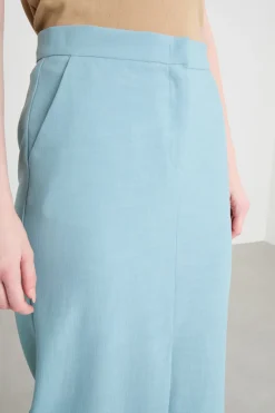 Gonna a tubino con spacco - Azzurro