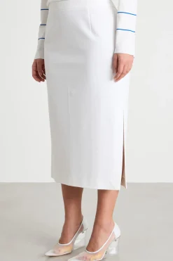 Gonna a tubino con spacco - Bianco