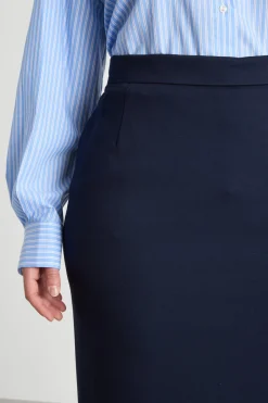 Gonna a tubino con spacco - Blu