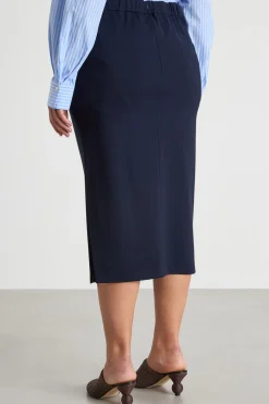 Gonna a tubino con spacco - Blu