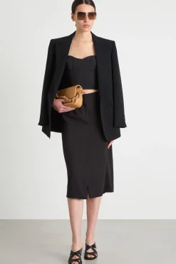 Gonna a tubino con spacco - Nero