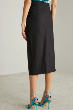 Gonna a tubino con spacco - Nero