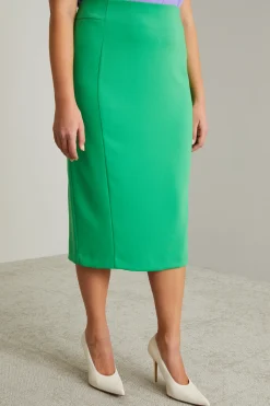 Gonna a tubino in cady fluido - Verde Prato