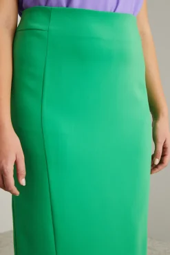 Gonna a tubino in cady fluido - Verde Prato