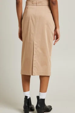 Gonna a tubino in cotone - Beige