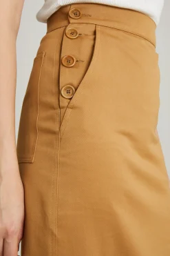 Gonna a tubino in gabardina - Cammello