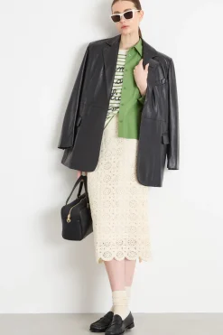 Gonna a tubino in macramé - Avorio