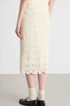 Gonna a tubino in macramé - Avorio