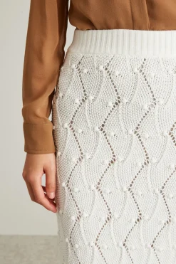 Gonna a tubino in maglia - Bianco