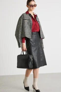 Gonna a tubino in pelle - Nero