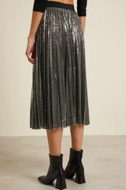 Gonna con paillettes all over - Argento Nero