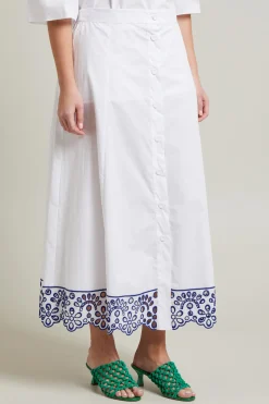 Gonna con ricamo - Bianco Blu