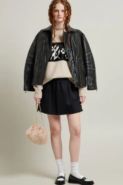 Gonna corta in jersey compatto - Nero