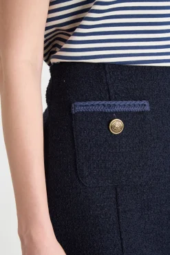 Gonna corta in stuoia stretch - Blu