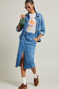 Gonna dritta in denim - Azzurro Denim