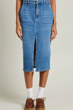 Gonna dritta in denim - Azzurro Denim
