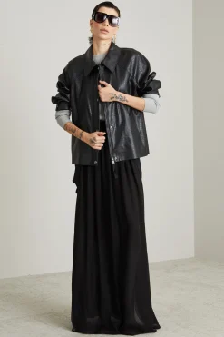 Gonna in chiffon con bretelle - Nero