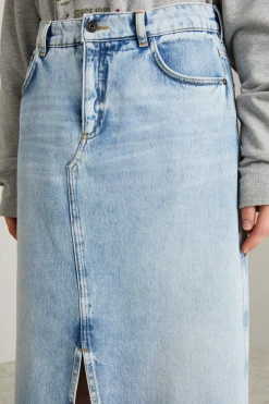 Gonna in denim con spacco - Azzurro Jeans