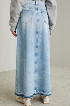 Gonna in denim con spacco - Azzurro Jeans