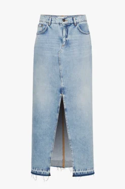 Gonna in denim con spacco - Azzurro Jeans