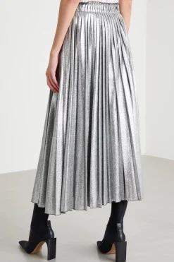 Gonna in georgette laminata - Argento