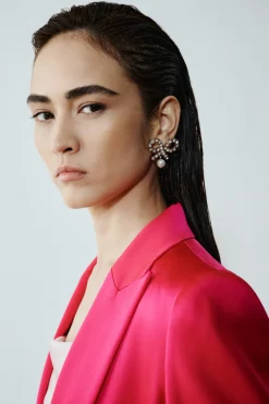 Gonna in georgette laminata - Argento