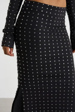 Gonna in jersey con strass - Nero