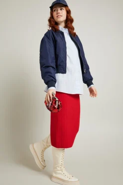 Gonna in maglia a costine - Rosso