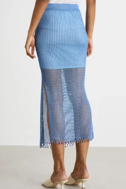 Gonna in maglia a rete - Azzurro