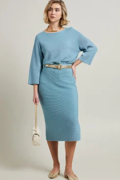 Gonna in maglia di cotone - Azzurro