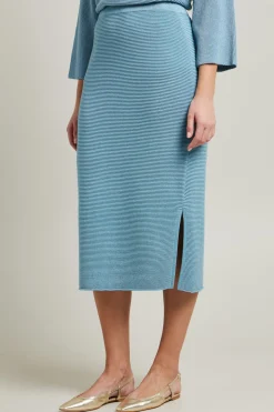 Gonna in maglia di cotone - Azzurro