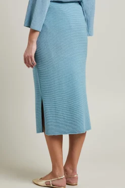 Gonna in maglia di cotone - Azzurro