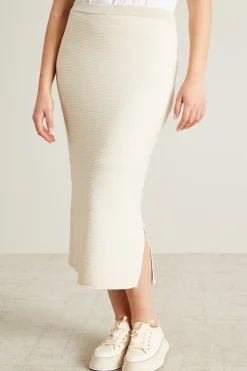 Gonna in maglia di cotone - Ecru