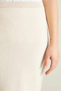 Gonna in maglia di cotone - Ecru
