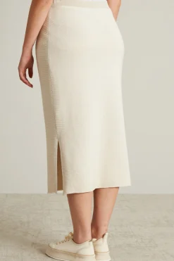 Gonna in maglia di cotone - Ecru